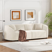Curved Contemporary Sofa in Off-White: Plush Seating, Streamlined Design, and Durable Frame – Ideal for Stylish Living Spaces