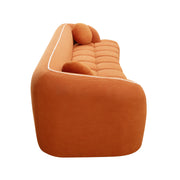 98.4' Modern Compressed Sofa, Cloud Couch 3-Seater Corduroy Sofa, No Assembly Required, Bubble Channel Tufted Couch with 2 Pillows, Comfy Deep Seat for Living Room, Apartment, Office