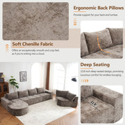 U-Shaped Oversized Modular Cloud Sectional Sofa With Deep Seat For Living Room