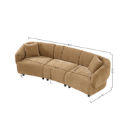 98.5 ' Curved Designed Contemporary 3-Seater Sofa in Mocha: Plush Seating, Streamlined Design, and Durable Frame – Ideal for Stylish Living Spaces