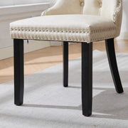 Dining Room Chairs Set of 2,Vintage Sheepskin Texture PU Leather,High Back with Button Tufted & Nailhead Trim,Wood Frame,S-Spring & Resilient Sponge Cushion,Ideal for Kitchen,Beige,SW1101BG