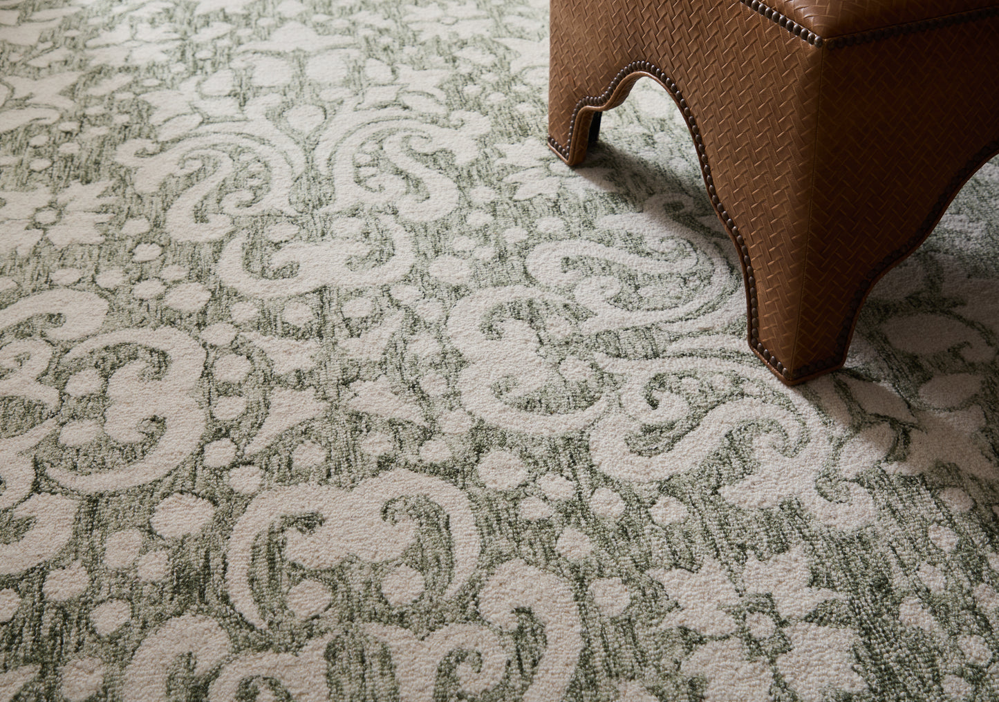 Belfort Traditional Floral & Botanical, Ivory/Green