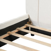 Queen Size Upholstered Bed Frame With Boucle Fabric And Thick Headboard, Off white