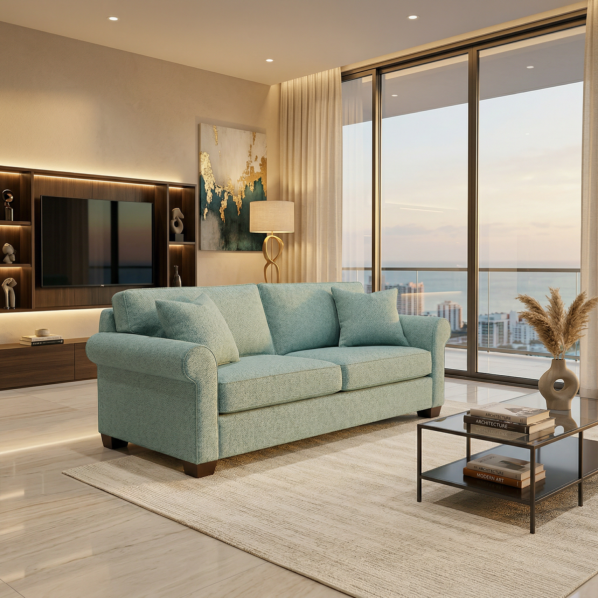Irlanda Sofa – Made in USA, Custom Fabric Options, Classic Sofa Wholesale Sofa Furniture - Leslie Robins Egg - Fabric