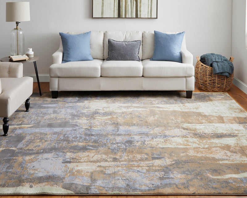 Clio Modern Abstract, Brown/Blue/Ivory