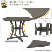 TREXM Retro-Style 5-Piece Round Dining Table and Chair Set with Unique Legs and Hollow Chair Back in Gray MDF