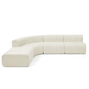 Modern Semi-Curved Modular Sectional Sofa, Vertical Stitched Chenille Soft Couch with Movable Adjustable Ottoman, Rounded Edge Wear-resistant All Season Comfort Floor Sofa for Indoor Use-Beige