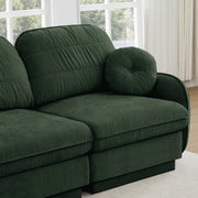 Oversize Chenille L-Shaped Sofa,Deep Seat Sofa Couch with Movable Ottoman,Exquisite round pillows and quilted back cushions,Recessed Base Frame Legs,Easy Assembly,Fits Living Room,Green