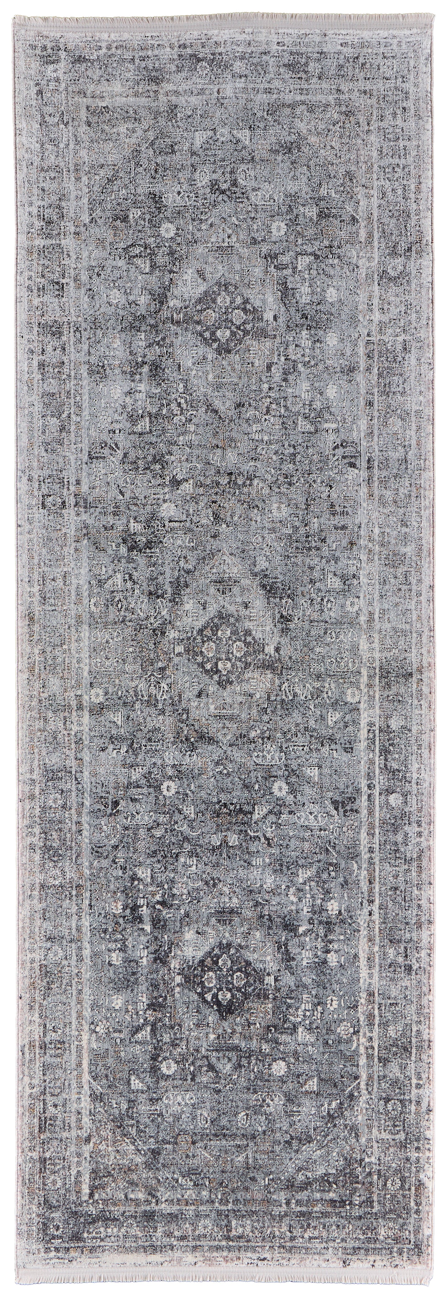 Sarrant Transitional Medallion, Gray/Silver/Ivory