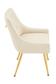 Leather Upholstered Modern Dining Chair with Diamond Tufted Button Back - Dining Room Negotiation Room Cafe Office Accent Chair (Off White, Set of 2)