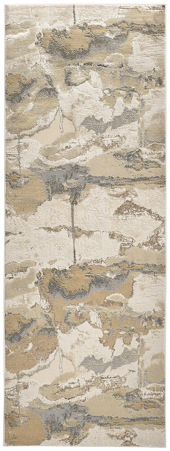 Aura Modern Watercolor, Gray/Ivory/Gold