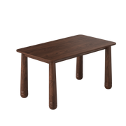 63' Solid Wood Dining Table Set with 6 Upholstered Chairs, Farmhouse Dinner Table Set of 7 Piece with Walnut Finish & Beige Chenille Seats, Heavy-Duty Support up to 1000 lbs, Easy Assembly