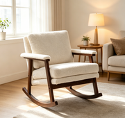 Mid Century Modern Accent Chair ,rocking chair with Wood Frame, Upholstered Living Room Chairs , Reading Armchair for Bedroom Sunroom