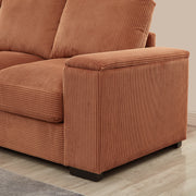 122 Inch U-Shaped Cloud Modular Sectional Sofa, Corduroy Sleeper Sofa for Living Room, Modern, Small Space, Easy Assembly, 4-Seat with 2 Ottomans, Orange