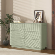6 Drawer Dresser for Bedroom, 46.5' Wide Modern Large Chest of Drawers with Handle Free & Ripple Design,Wooden Clothes Storage Organizer for Closet, Nursery, Living Room, Apartment, Sage Green