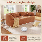 [NEW]86' Chenille Boneless Couch, Upholstered Sofa with Pillows, No Assembly Curved Cloud Couch with High-Density Foam, 3-Seater Luxury Modern Compressed Sofa for Living Room&Apartment