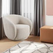 Swivel Accent Chair, Boucle Fabric Upholstered Barrel Chair, Single Sofa Single Armchair for Living Room