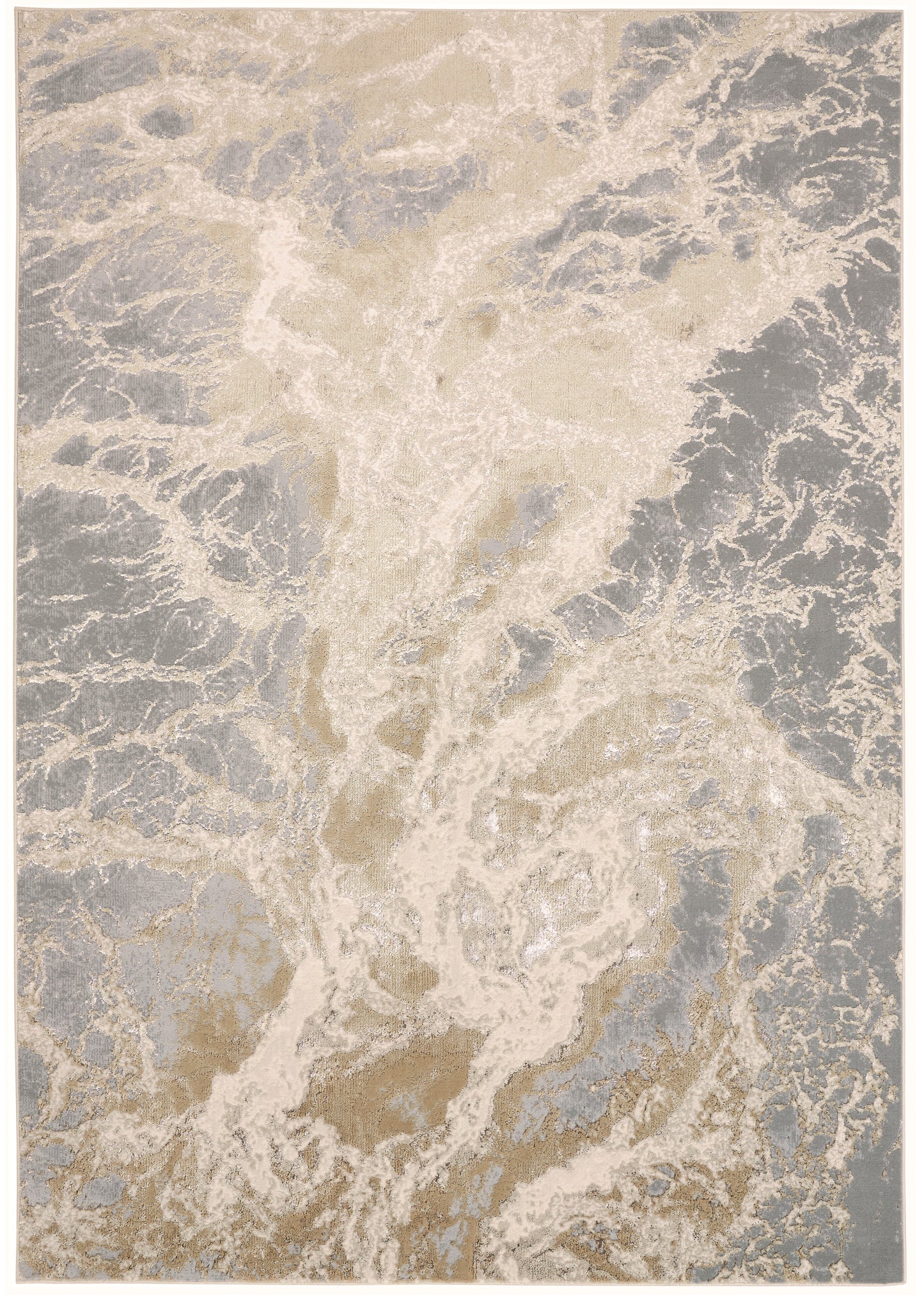 Aura Modern Abstract, Ivory/Silver/Gold