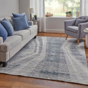 Brighton Modern Abstract, Ivory/Blue/Gray