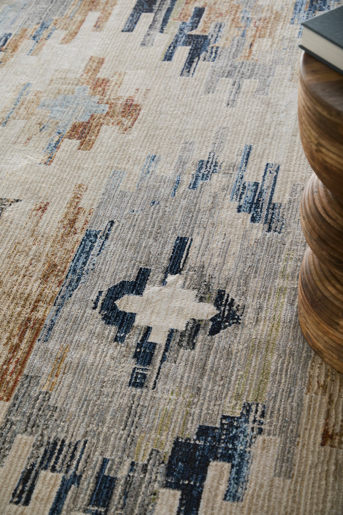 Melrose Traditional Diamond, Ivory/Blue/Brown