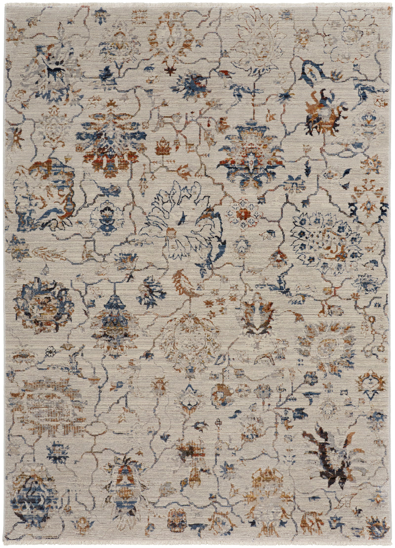 Kaia Transitional Floral & Botanical, Ivory/Orange/Blue