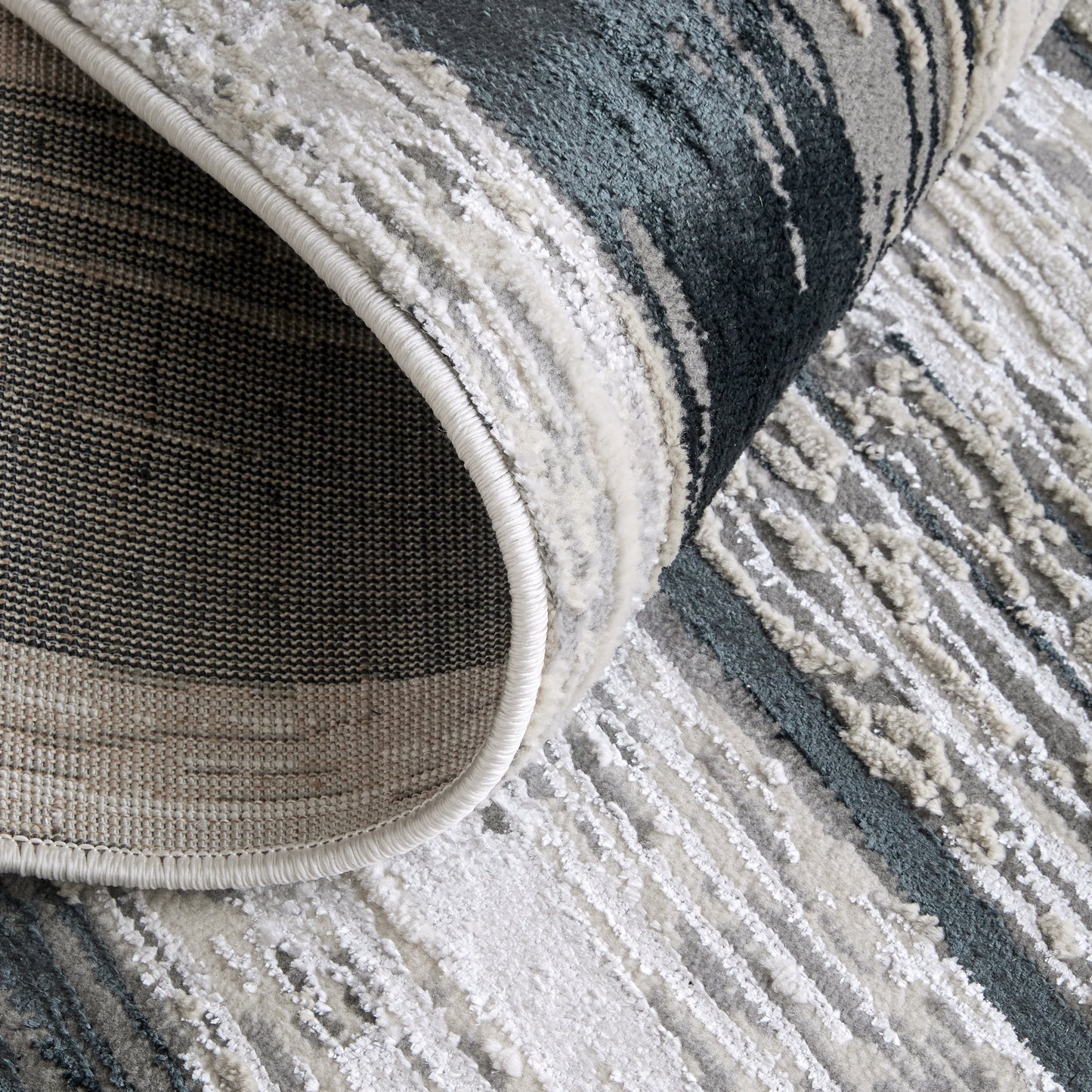 Micah Modern Abstract, Black/Silver/Gray