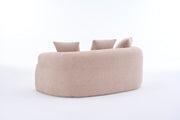 Old Sku: W2231P292607 Compression Loveseat Sofa, Curved Modern Styles Sofa for Small Spaces & Apartments, 30D Chenille No-Assembly,3 Throw Pillows.  Warm Beige.