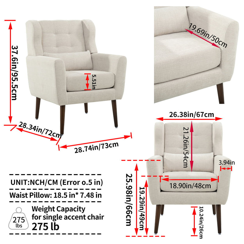 Modern Accent Chair Upholstered Foam Filled Living Room Chairs Comfy Reading Chair Mid-Century Modern Chair With Fabric Lounge Arm Chairs Armchair For Living Room Bedroom