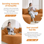 Boneless L-Shape Sectional Sofa with Curved Chaise,Orange Modular Chenille Compression Couch,30D High-Density Foam,Minimalist Modular Couches Sleeper for Living Room Bedroom Apartment Lounge.