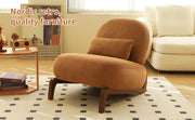 Cute Accent Chair with Solid Wood Legs, Living Room Chair with Soft fabric Cushion, Cozy Bedroom Chair, Comfy Armless Reading Chair for Apartment, Waiting Room, Balcony (Caramel)