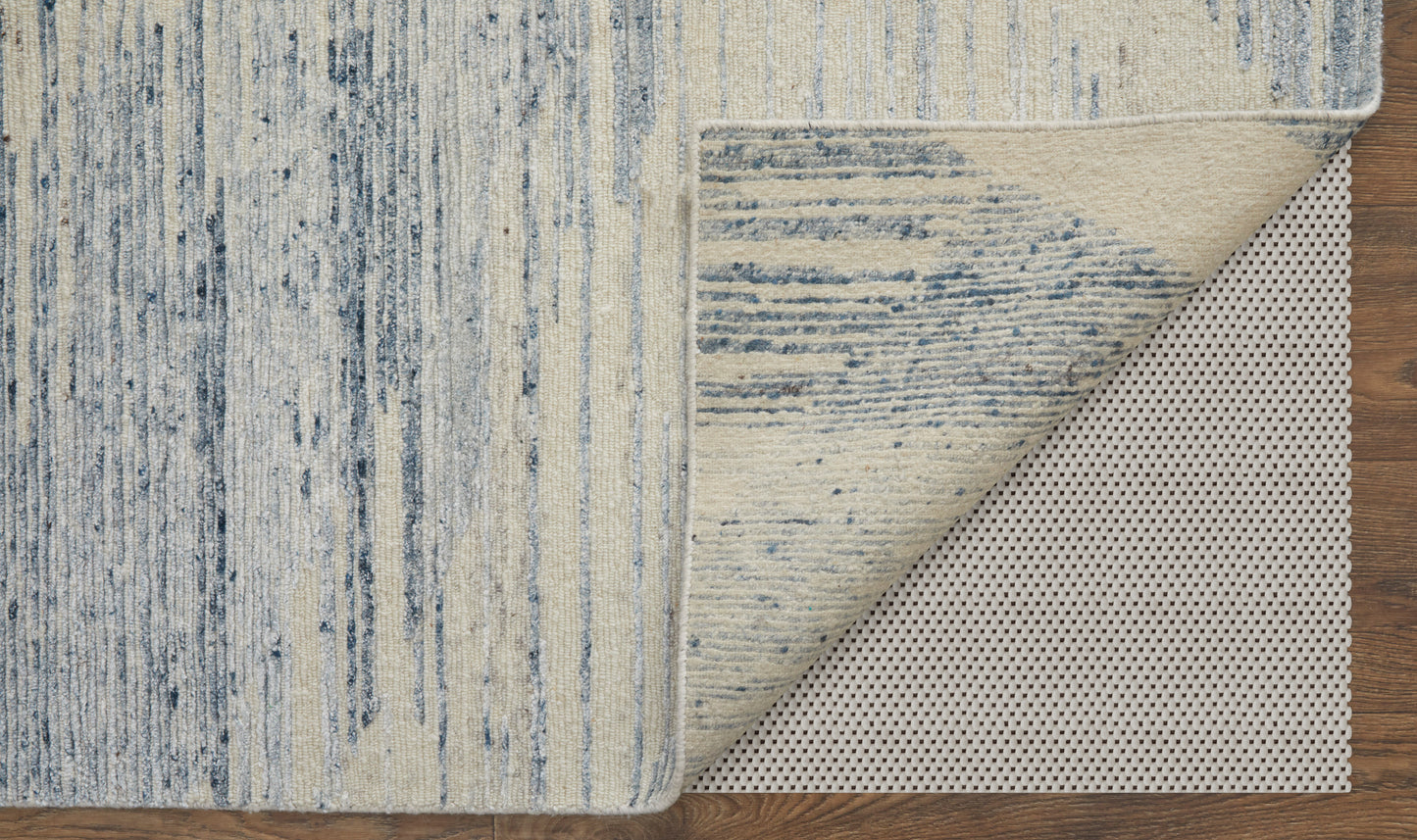 Brighton Modern Abstract, Ivory/Blue/Silver