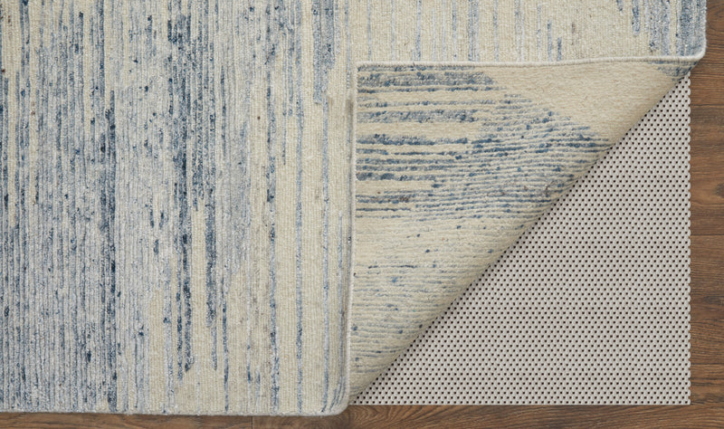 Brighton Modern Abstract, Ivory/Blue/Silver