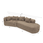 116' Modern Curved Sectional Sofa with High-Density Fully Compressed Sponge and Chaise Lounge, 2-Piece Set, Fully Assembled Right Hand Facing, Perfect for Living Room, Lounge