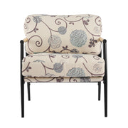 27.56' Modern Accent Chair with Plush Cushions, Minimalist Metal Frame, and Wooden Armrest Design – Perfect for Cozy Living Room, Bedroom, or Office Seating