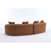 Compression Sponge Sofa Orange Curved Modular Sectional, 30D High-Density Chenille Sleeper Couch for Apartment, Living Room,110'L