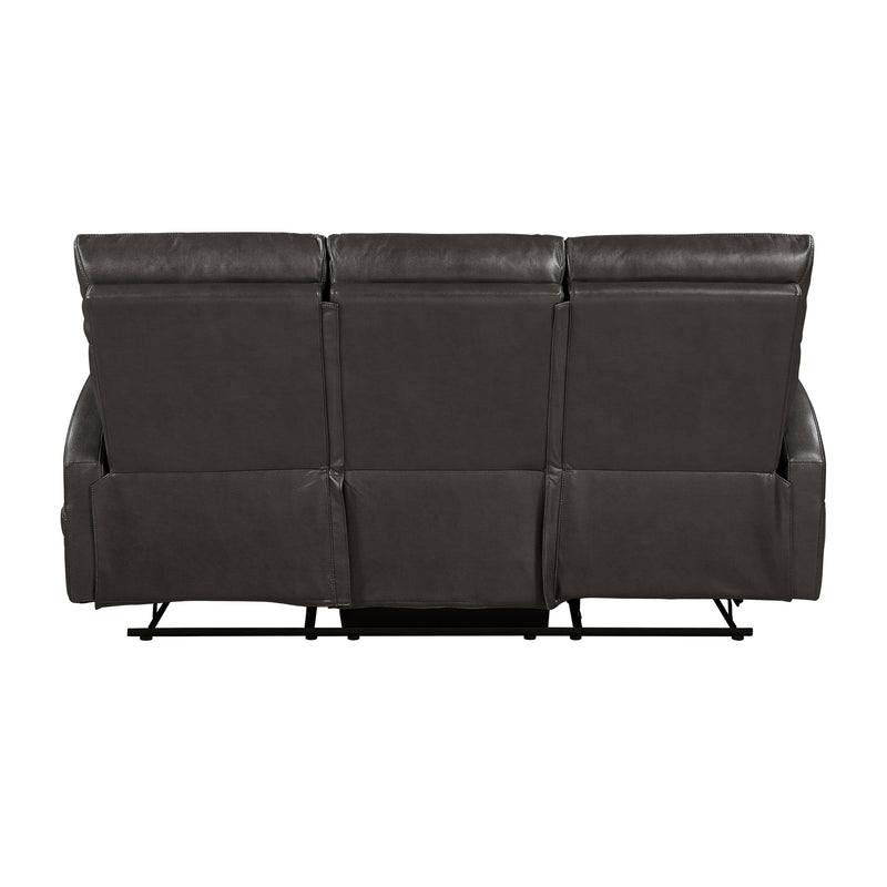 Reclining Sofa Set 2pc Espresso Faux Leather Sofa Loveseat with Side Pockets Plush Foam Comfort Modern Wall-Hugger Design Living Room Furniture