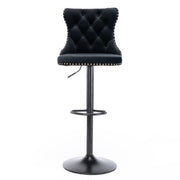 Swivel Barstools Adjusatble Seat Height, Modern Upholstered Bar Stools With Backs Comfortable Tufted For Home Pub And Kitchen Island (Set of 2)