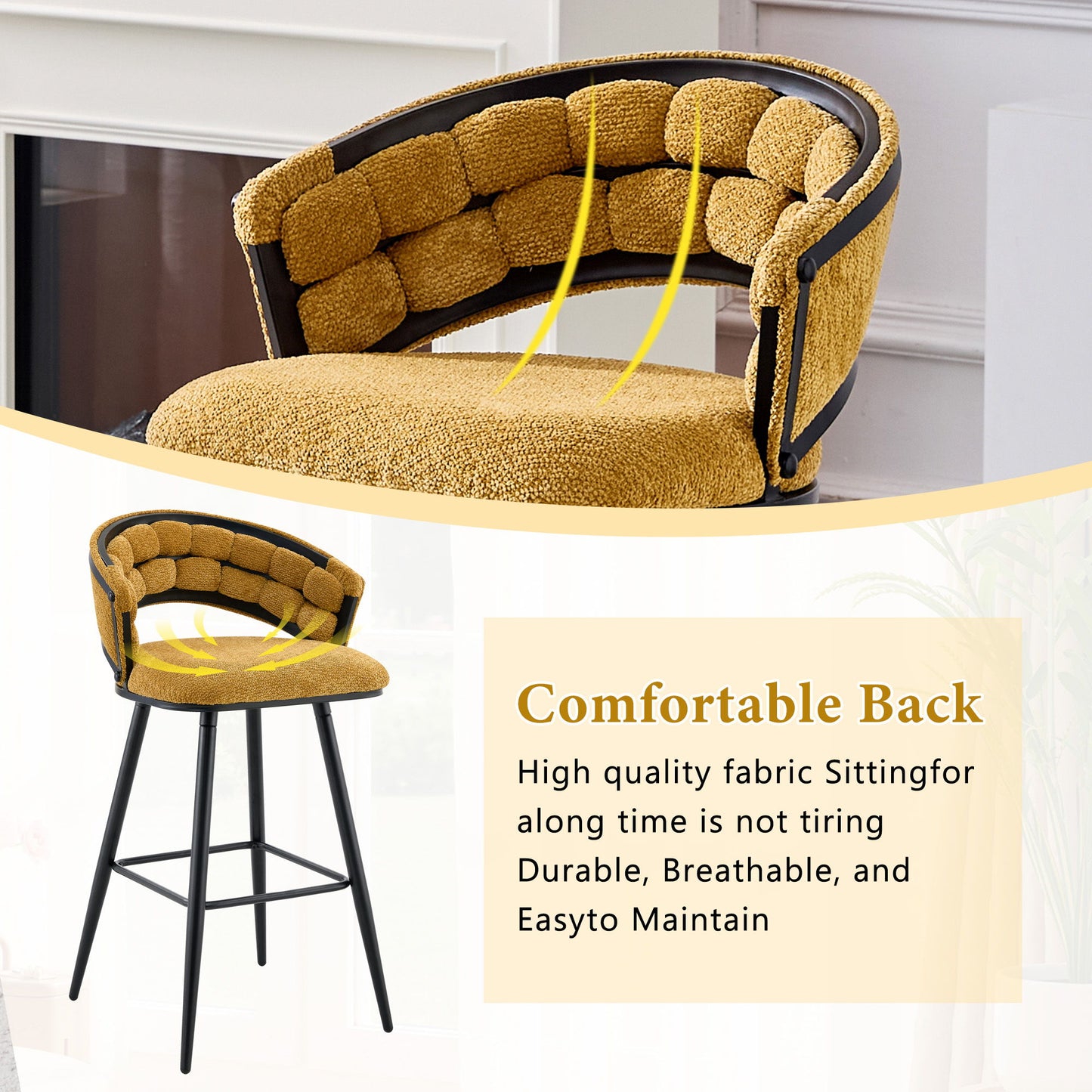 Bar Stools, Kitchen Island Counter Height Stools (Set of 2)