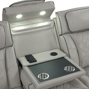 Fortuner Power Reclining 2Pc Living Room Set in Gray Faux Leather with LED Lights, Massage Function, Bluetooth Speakers and Wireless Charging