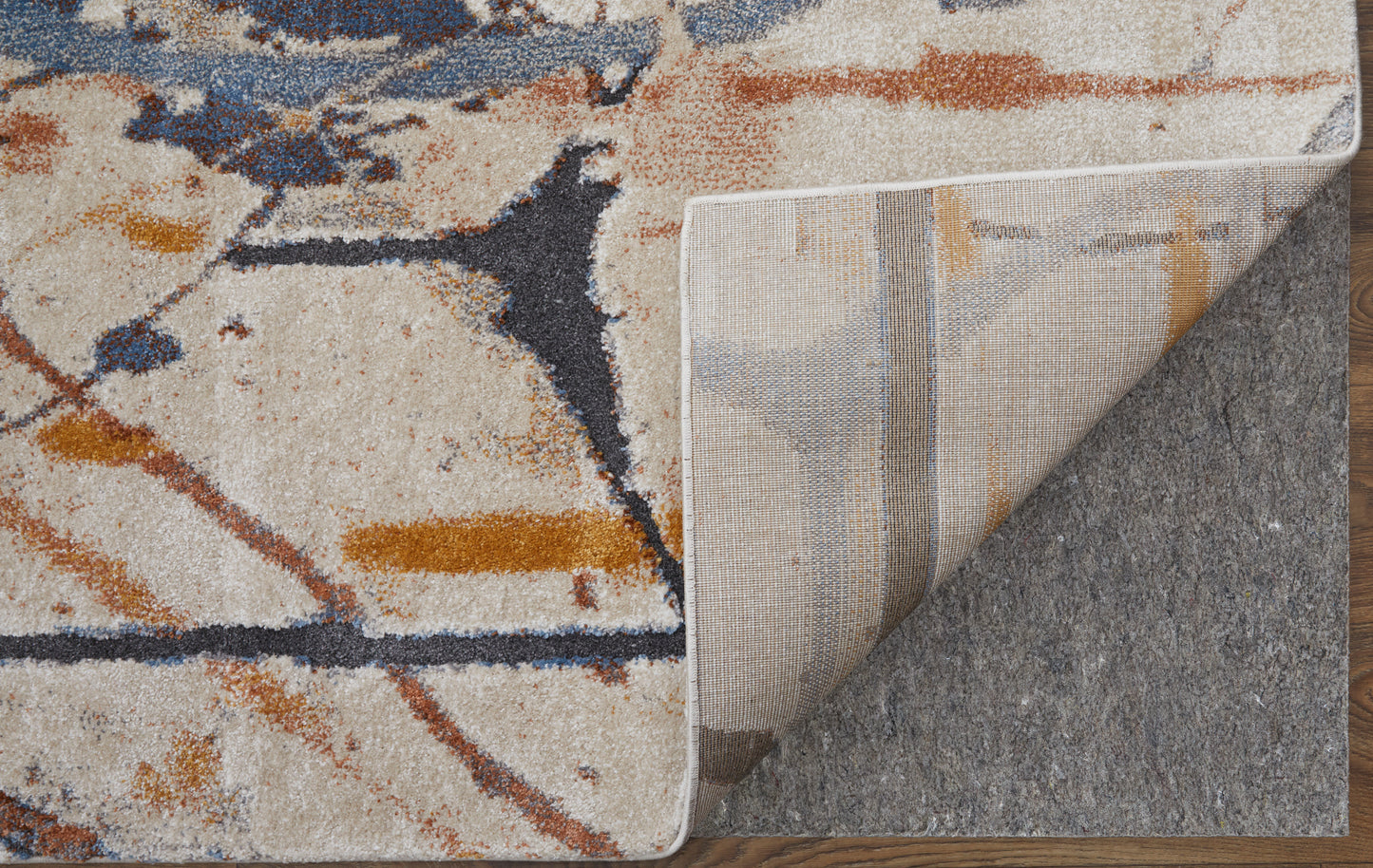 Gilmore Modern Watercolor, Blue/Orange/Gray