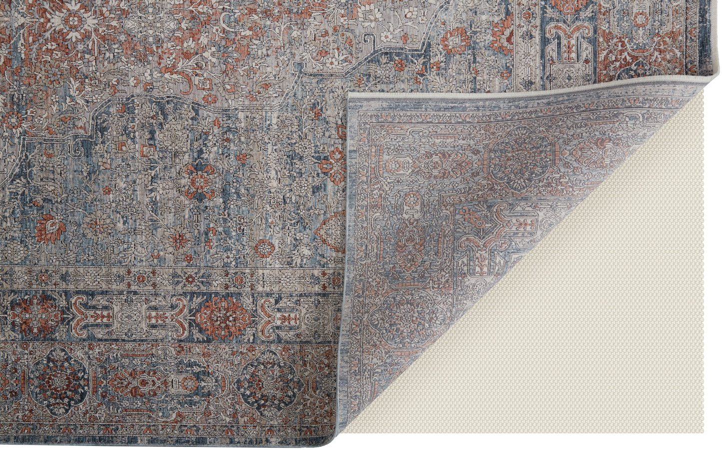 Marquette Transitional Medallion, Gray/Ivory/Orange