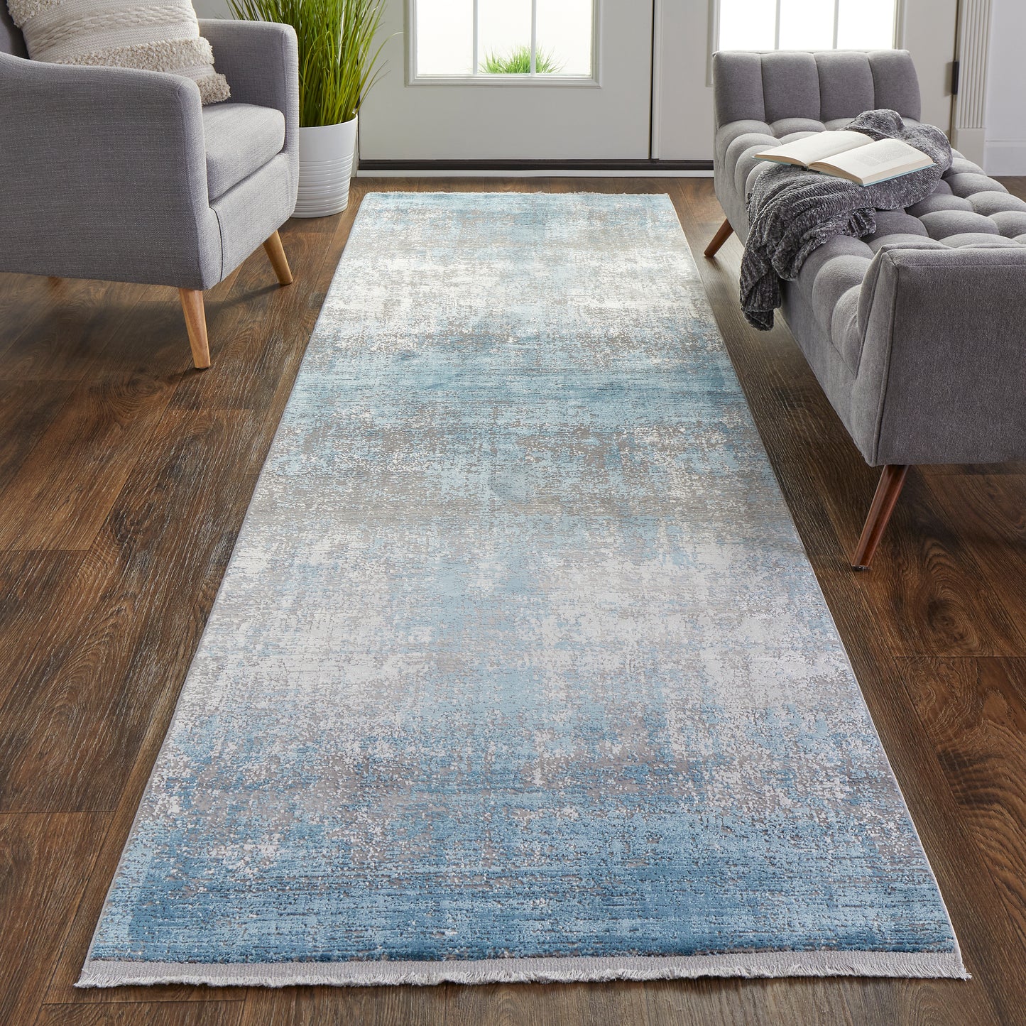 Cadiz Modern Abstract, Blue/Gray/Silver