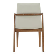 5-Piece Indoor Dining Set with Oval MDF Table and Beige PU Arm Chairs in Walnut Brown Finish