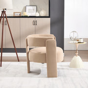 Accent Chair for Living Room, Velvet Comfy Single Sofa Chair Mid-Century Modern Armchair Wooden Legs for Bedroom Office Reading