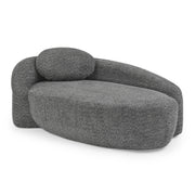 Modern Oval Single Lazy Sofa Chair with Integrated Backrest, Side Armrest and Pillow, Compact Space-Saving Lounge Chair for Living Room Bedroom-Dark Gray