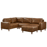 Modern Luxury Sectional Sofa Five Pieces Modular Couch Quality Upholstery Breathable PU Leather Couch Corner Sofa with Ottoman,Brown (This SKU=W1097S00269)