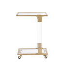 Switch Side Table, Sofa Table, Glass Top C Shape Square Table With Metal Base For Living Room, Bedroom, Balcony Home And Office 2 image
