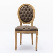 French Style Solid Wood Frame Antique Painting, Hand-Pulled Buckle Decoration Artificial Dining Chair With Nailhead Trim, Wood Legs