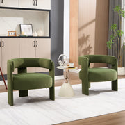 Accent Chair for Living Room, Velvet Comfy Single Sofa Chair Mid-Century Modern Armchair Wooden Legs for Bedroom Office Reading