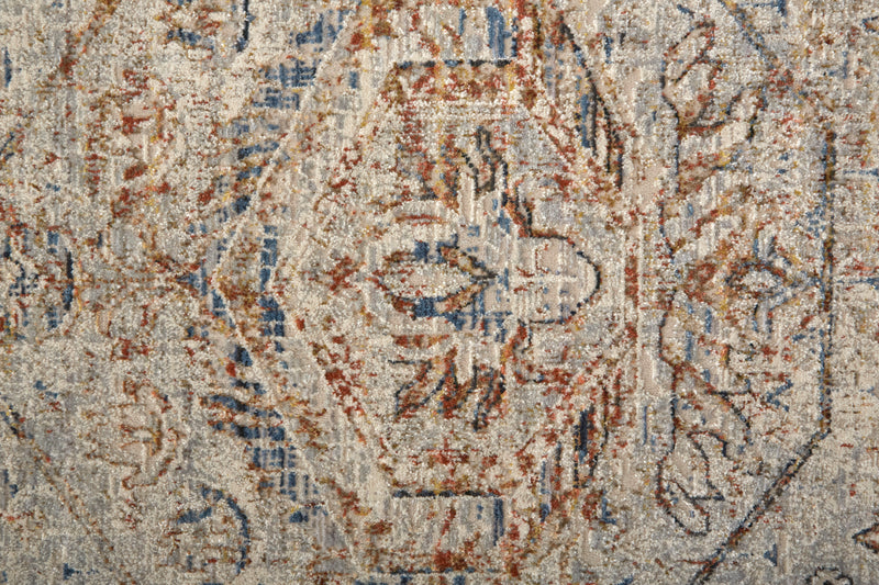 Kaia Transitional Medallion, Tan/Orange/Red